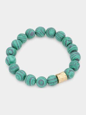 Malachite Bracelet - Green Gemstone Beaded Stretch, Healing Crystal Boho Stack